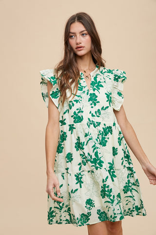 Avery Green  Floral Tiered Dress