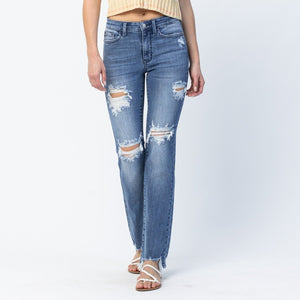 Judy Blue Mid Rise Katie Straight Jeans