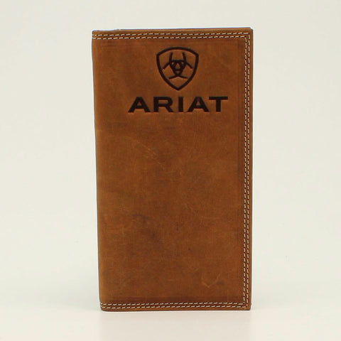 Men's Rodeo Leather Wallet W Embossed Ariat And Shield - A3548044