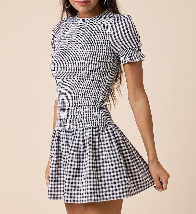 short sleeve fit and flare mini dress short sleeve fit & flare dress Green Jacquard Puff-sleeve Fit-and-Flare  Mini Dress Medium