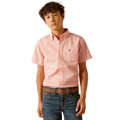 10048663 Ariat Boy's Kamden Print SS Shirt - Available for Dad