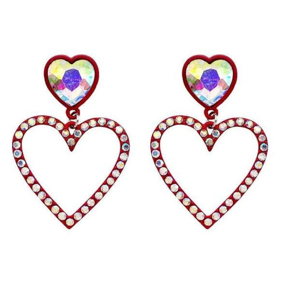 Rhinestone Heart Dangle Earrings