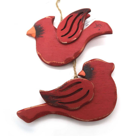Carved Wood Cardinal Ornament
