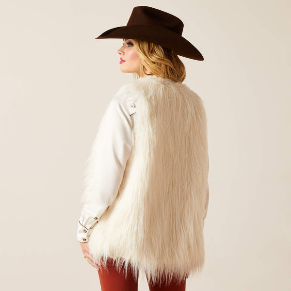 Fae Faux Fur Vest-Coconut Milk