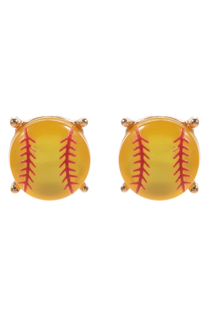 Sports Ball Shaped Faux Stone Post Earrings