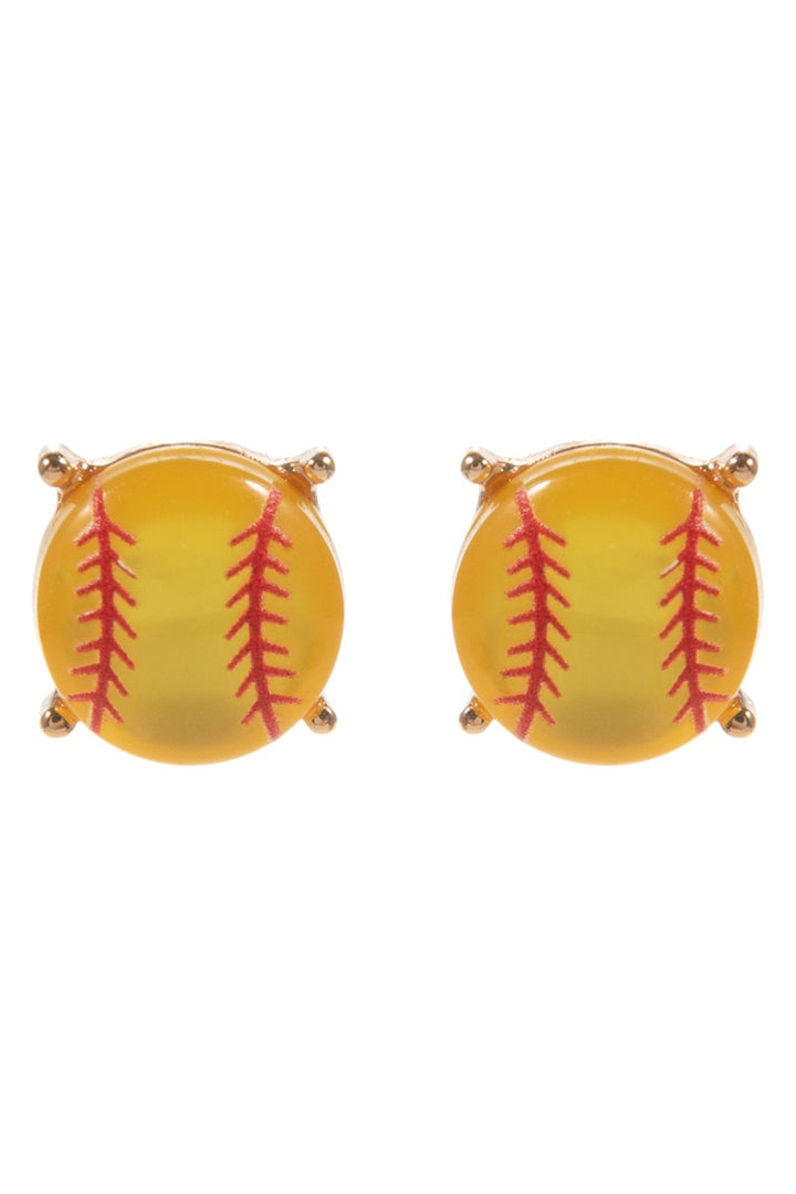 Sports Ball Shaped Faux Stone Post Earrings