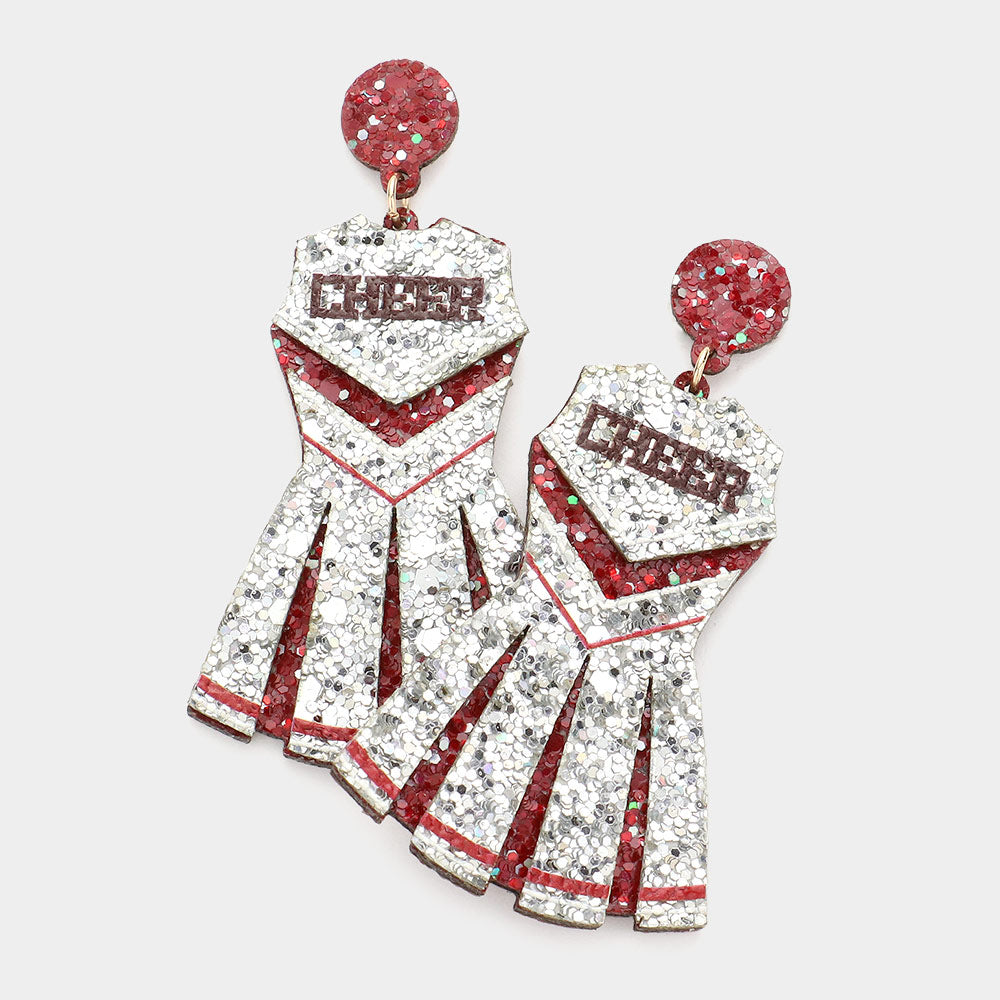 Game Day Felt Back Stone Beaded Football Helmet Dangle Earrings
