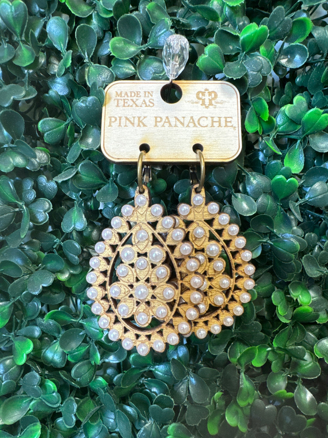 E-453GP Gold Crackle Wood with Pearl Stones