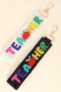 LONG STRIP LETTERING BEADED KEYCHAIN