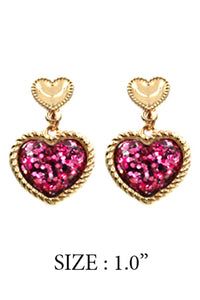 GLITTER HEART EPOXY POST EARRING