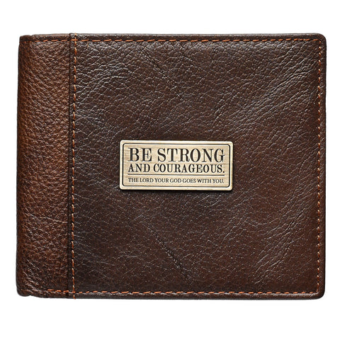 John 3:16 Cross Taupe Full Grain Leather Wallet