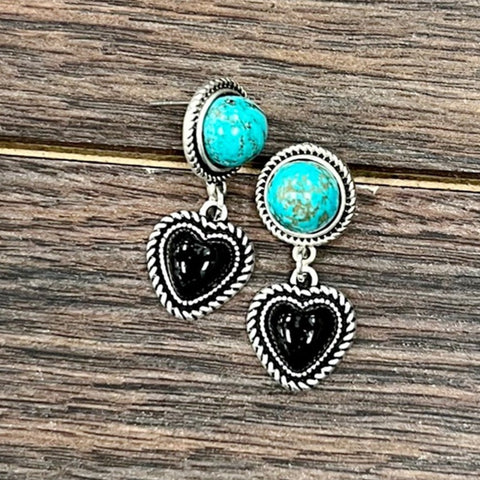 Heart turquoise earrings