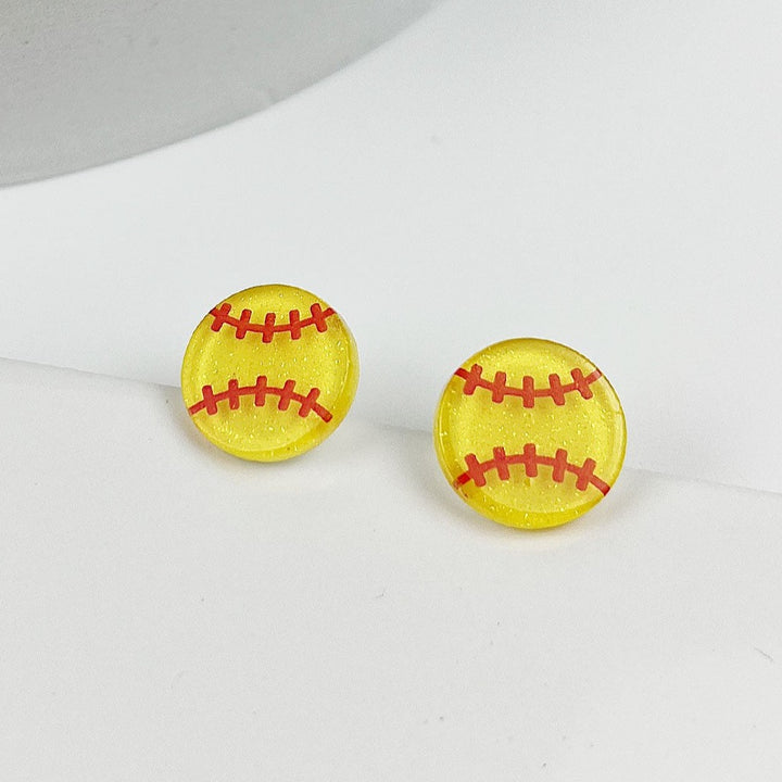 SPORTS BALL EPOXY STUD EARRINGS