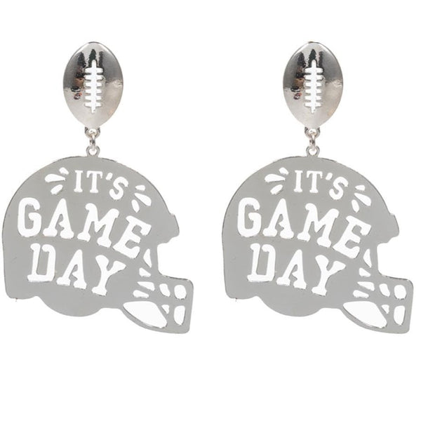 FOOTBALL DROP POST EARRING-SILVER