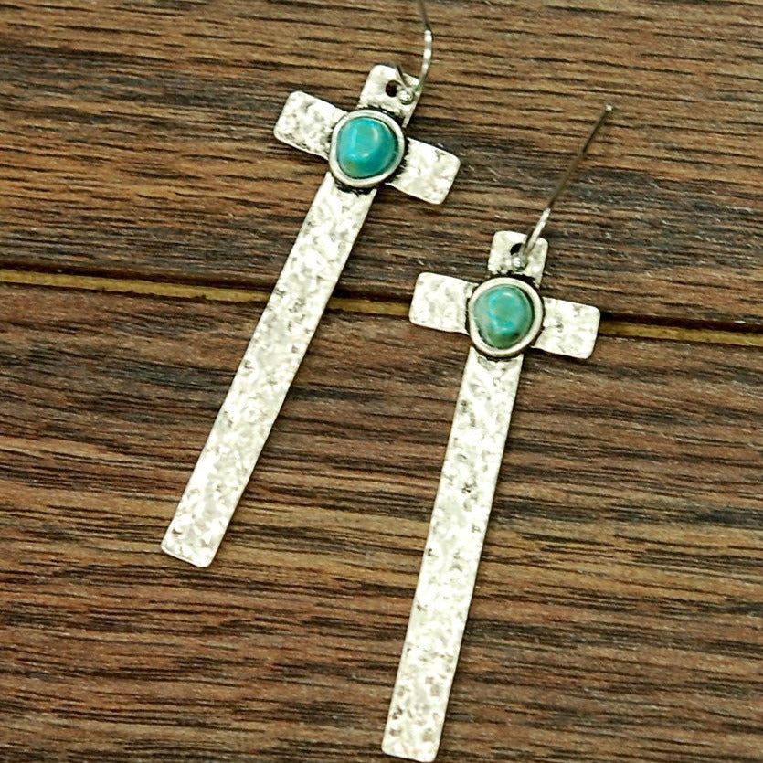 Cross turquoise earrings