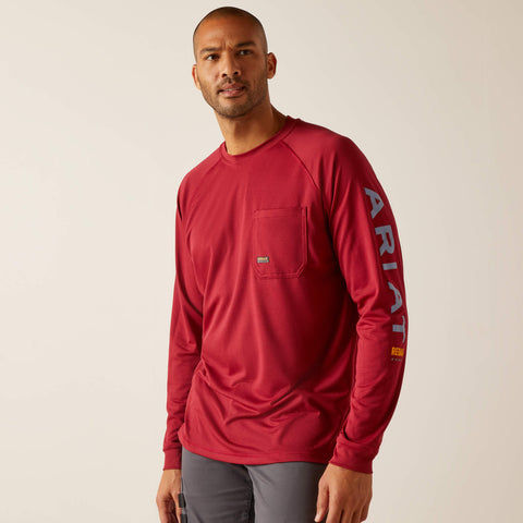 MEN'S Style No. 10048750 Rebar Heat Fighter T-Shirt-TIBETAN RED|INFINITY HEATHER