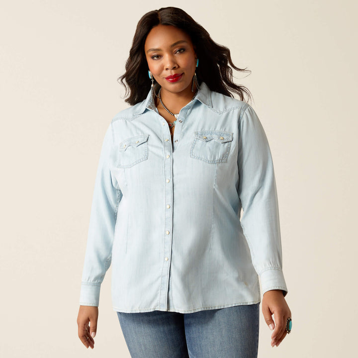 WOMEN'S Style No. 10051493 Blues Shirt-BLEACHED CHAMBRAY
