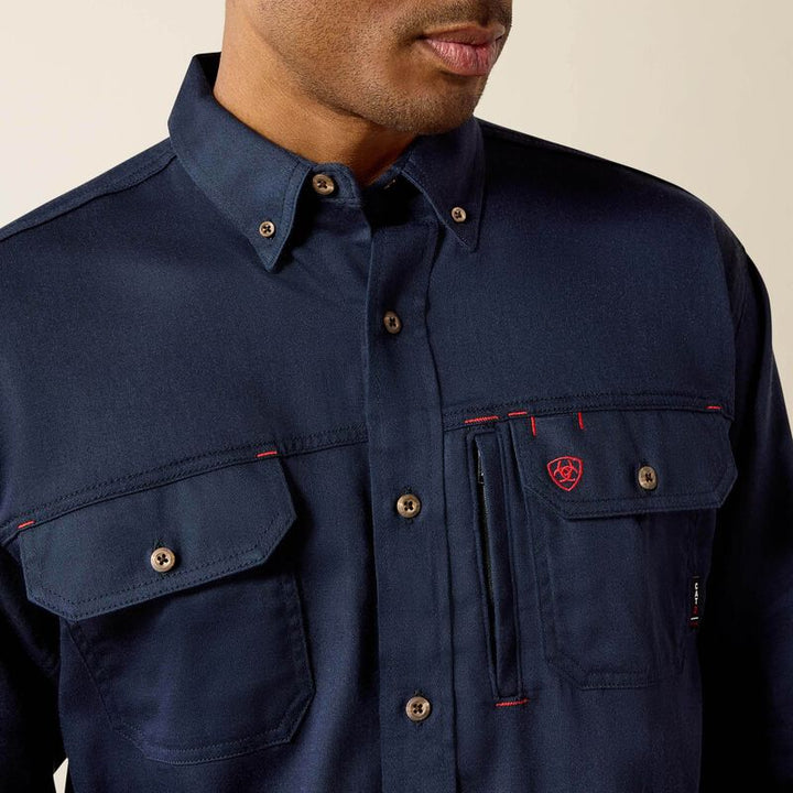 FR Solid Vent Work Shirt-10019062- Navy