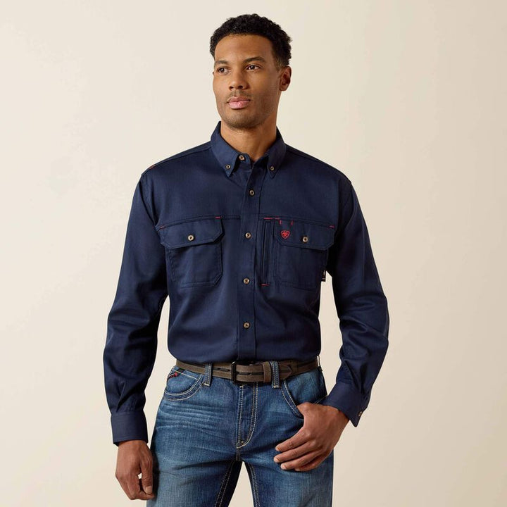 FR Solid Vent Work Shirt-10019062- Navy