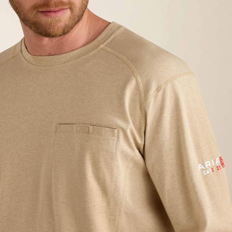 Ariat  FR Air Crew LS Shirt-SAND HEATHER-10022328