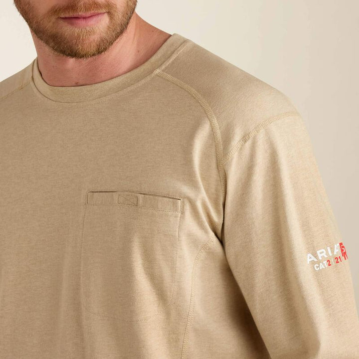 Ariat  FR Air Crew LS Shirt-SAND HEATHER-10022328