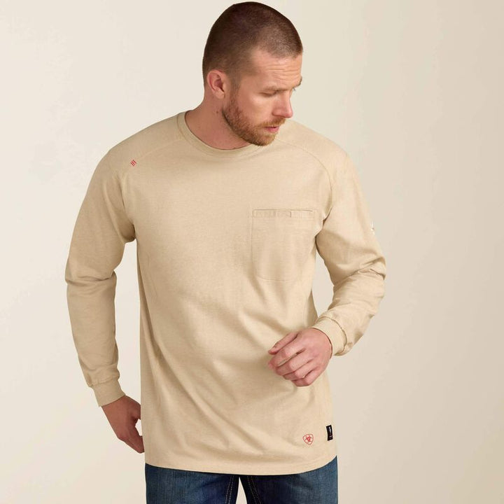 Ariat  FR Air Crew LS Shirt-SAND HEATHER-10022328