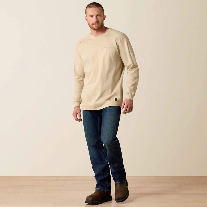 Ariat  FR Air Crew LS Shirt-SAND HEATHER-10022328