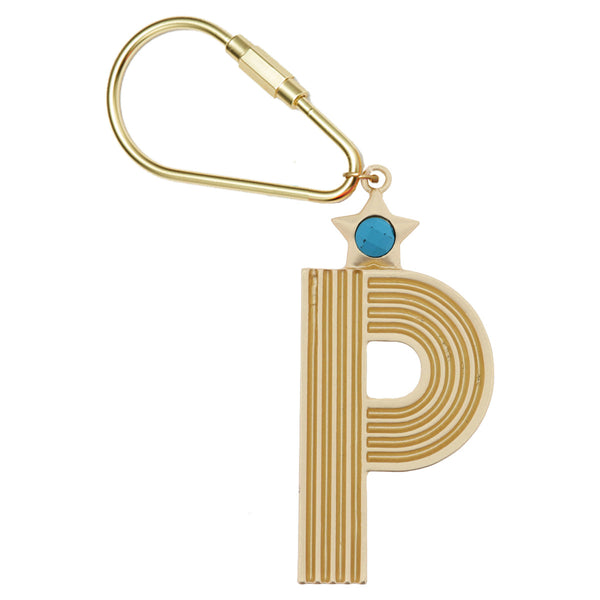 GOLD INITIAL CRYSTAL KEYCHAIN