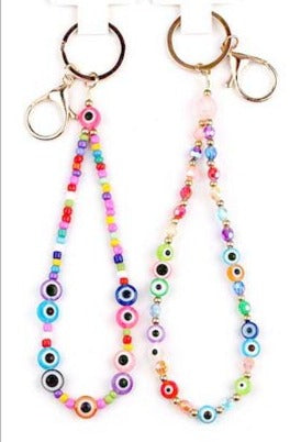 Evil Eye Accented Beaded Keychains