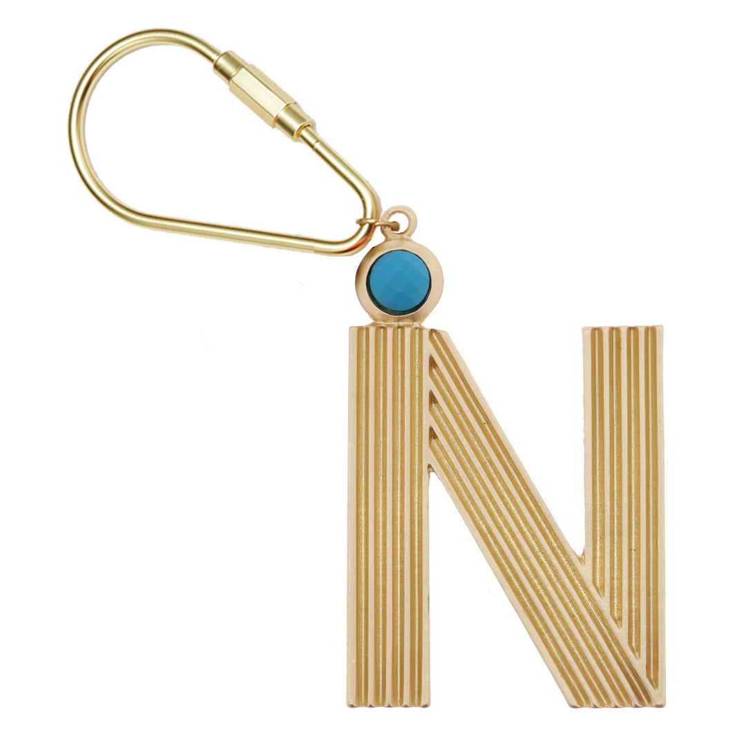 GOLD INITIAL CRYSTAL KEYCHAIN