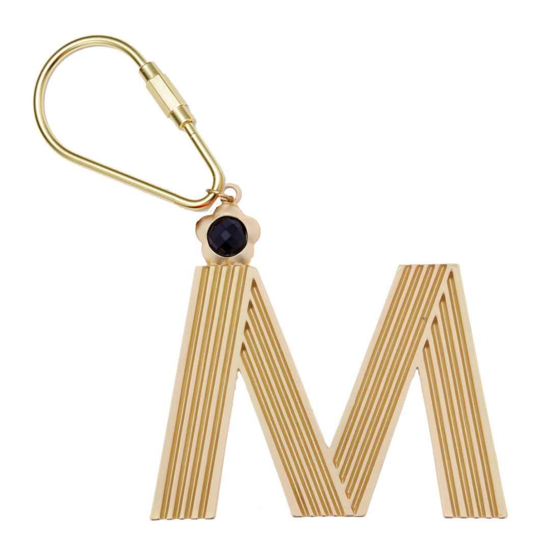 GOLD INITIAL CRYSTAL KEYCHAIN