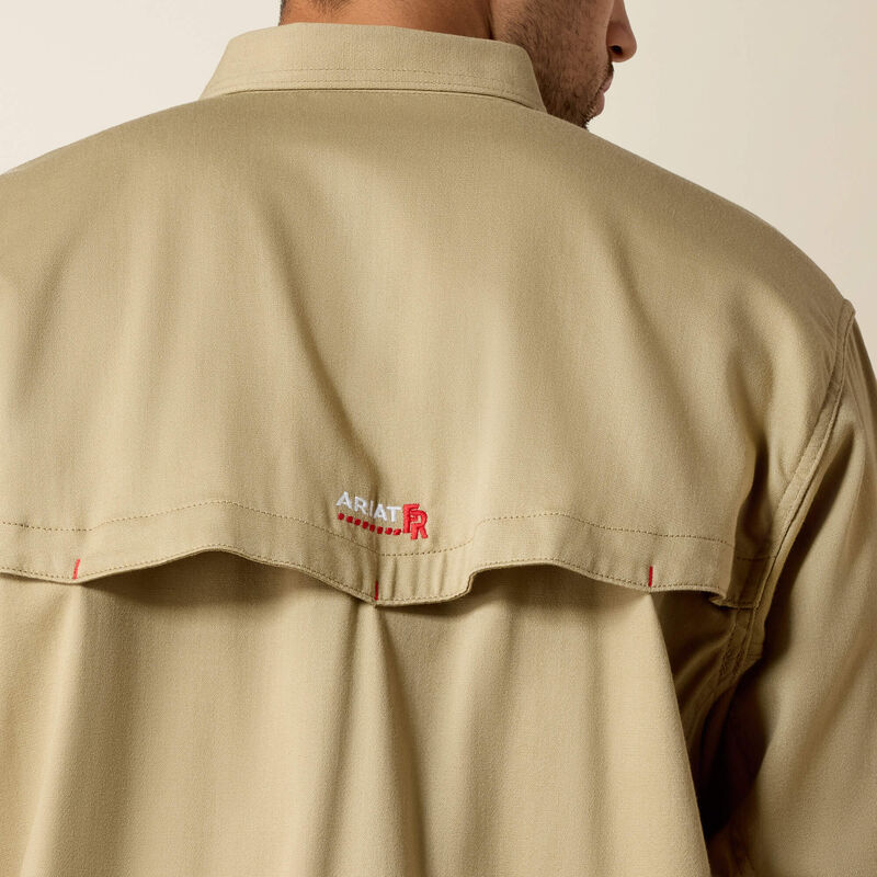 FR Solid Vent Work Shirt-10025402-Khaki