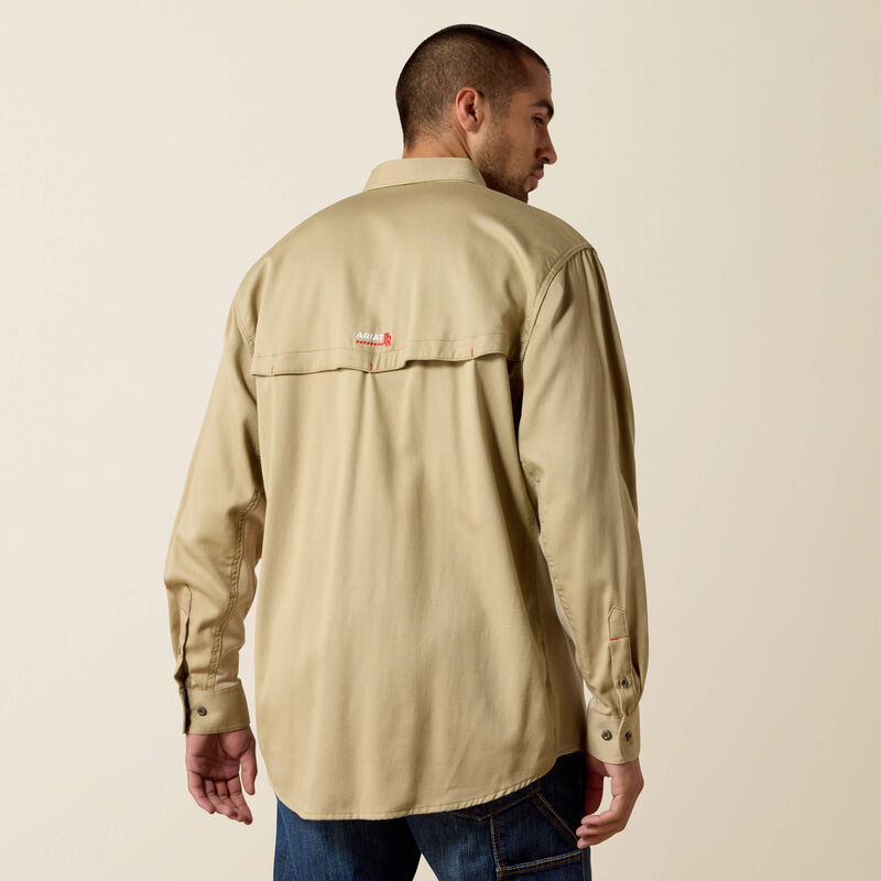 FR Solid Vent Work Shirt-10025402-Khaki