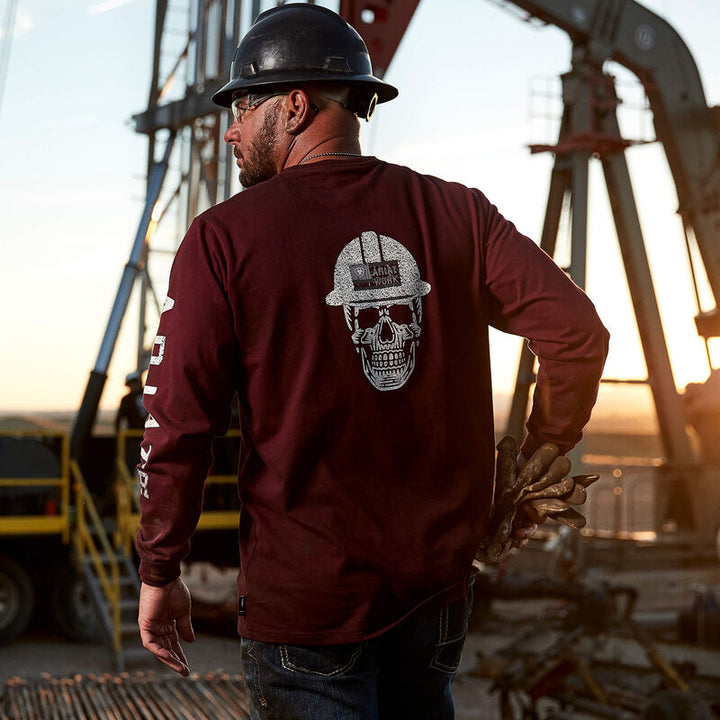 FR Roughneck Skull Logo T-Shirt_ Malbec-10026435