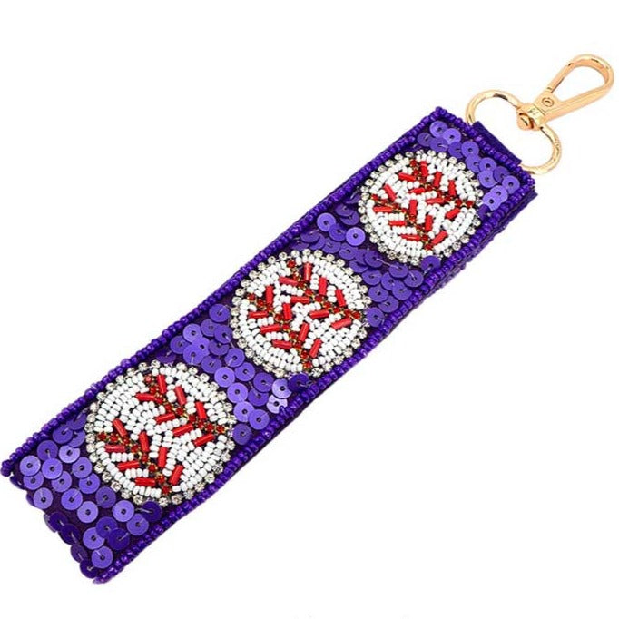 Beaded Baseball Key Chain