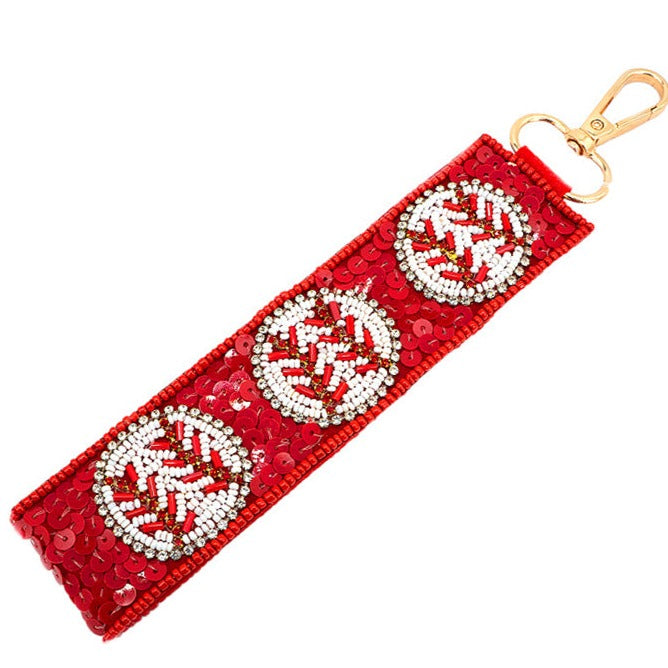 Beaded Baseball Key Chain