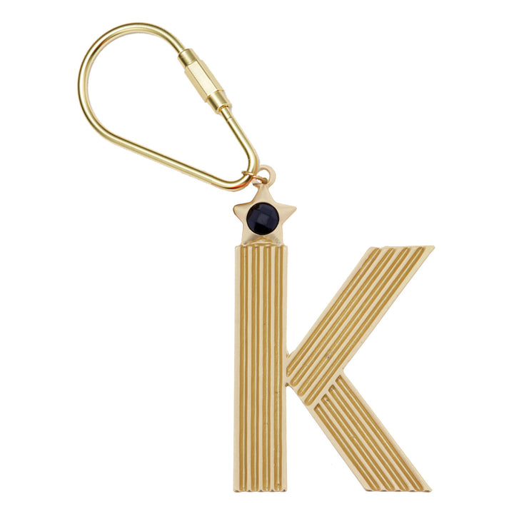 GOLD INITIAL CRYSTAL KEYCHAIN