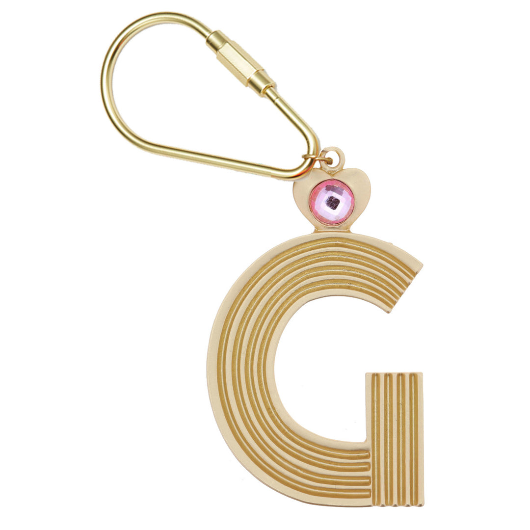 GOLD INITIAL CRYSTAL KEYCHAIN