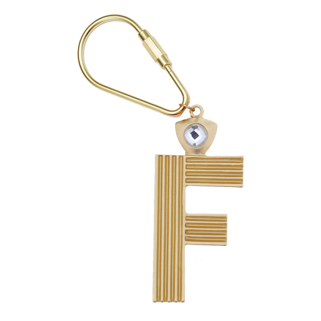 GOLD INITIAL CRYSTAL KEYCHAIN