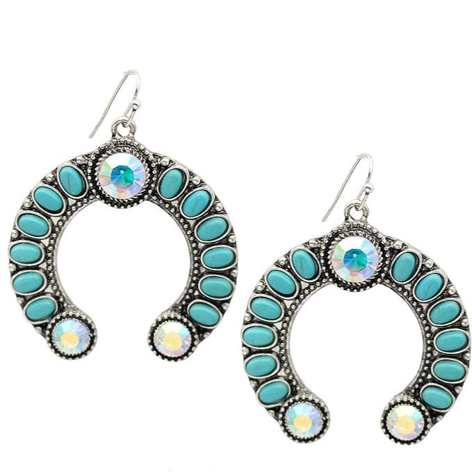 Western AB Turquoise Squash Blossom Earring