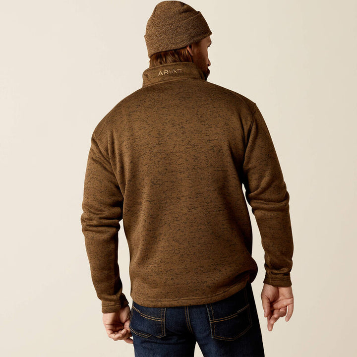 Men's Style No. 10052972 Caldwell Logo 1/4 Zip Sweater-DARK BROWN HEATHER