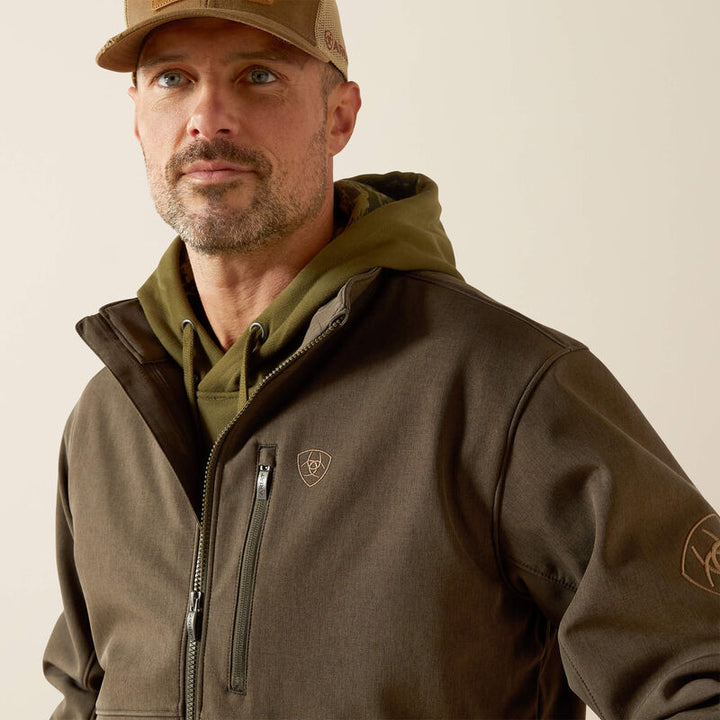 Men's Ariat Logo Softshell Jacket-10062584-EARTH GREEN HEATHER