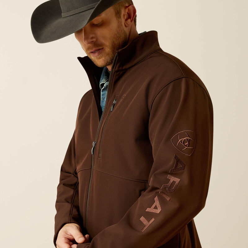 Men's Ariat Logo Softshell Jacket-10062585-Browm