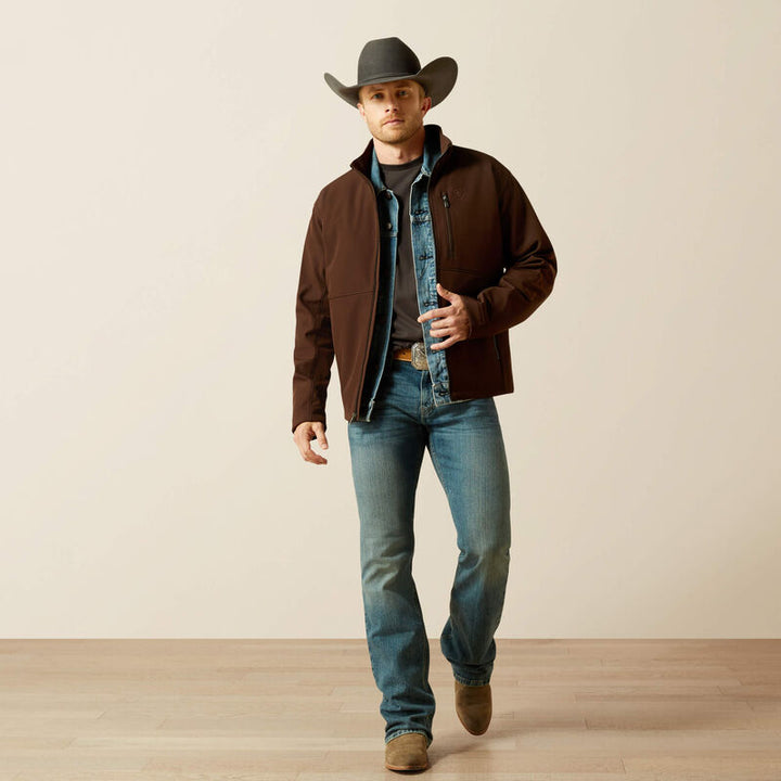 Men's Ariat Logo Softshell Jacket-10062585-Browm