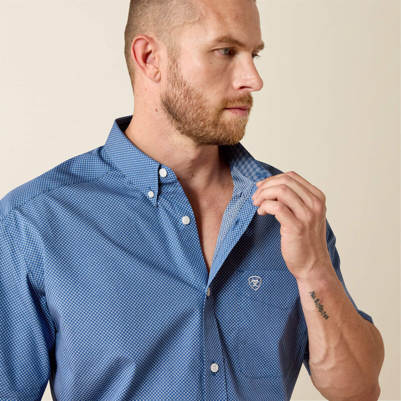 Ariat Wrinkle Free Case Classic Fit Shirt-10071017-ENSIGN BLUE GEO PRINT