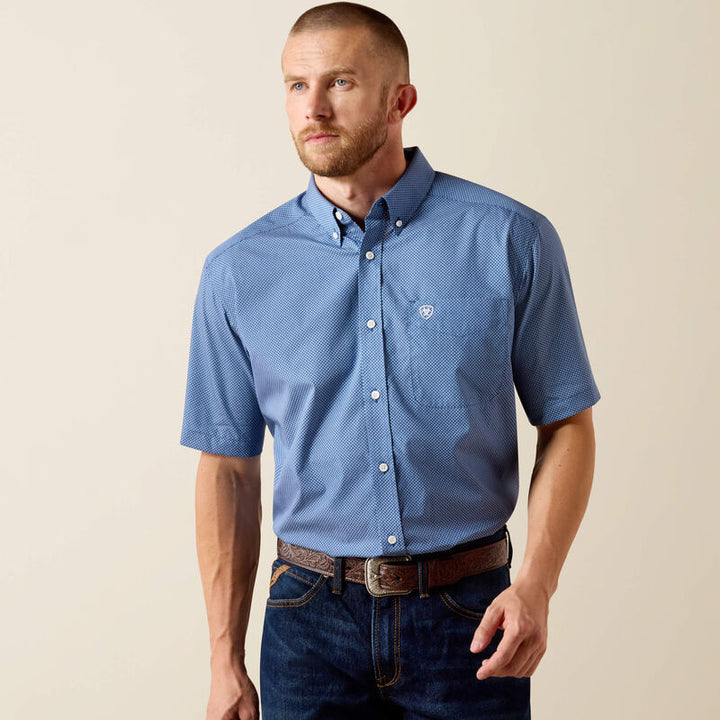 Ariat Wrinkle Free Case Classic Fit Shirt-10071017-ENSIGN BLUE GEO PRINT
