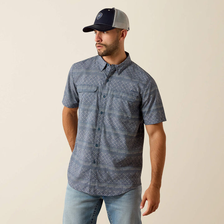 Ariat Printed VentTEK Outbound Fitted Shirt-10071048-Dark Denim
