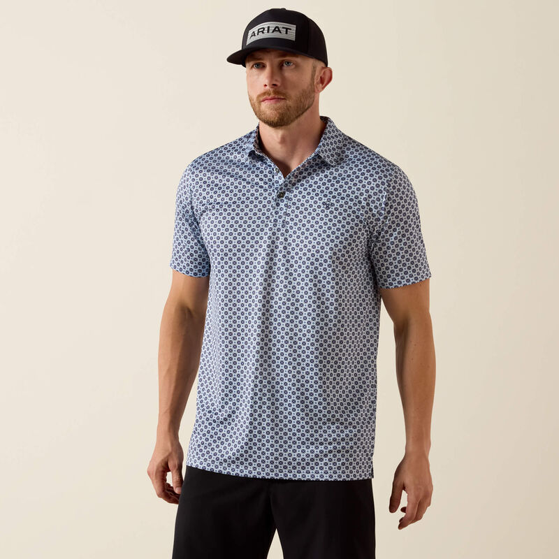 Ariat All Over Print Fitted Polo-10071093-WHITE MEDALLION PRINT