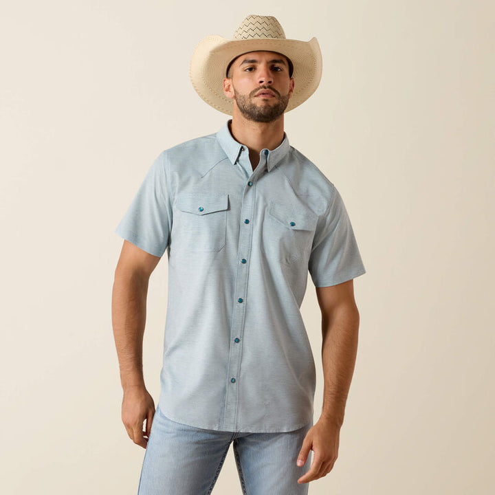 Ariat VentTEK Western Fitted Snap Shirt-10071255 Blue Heather