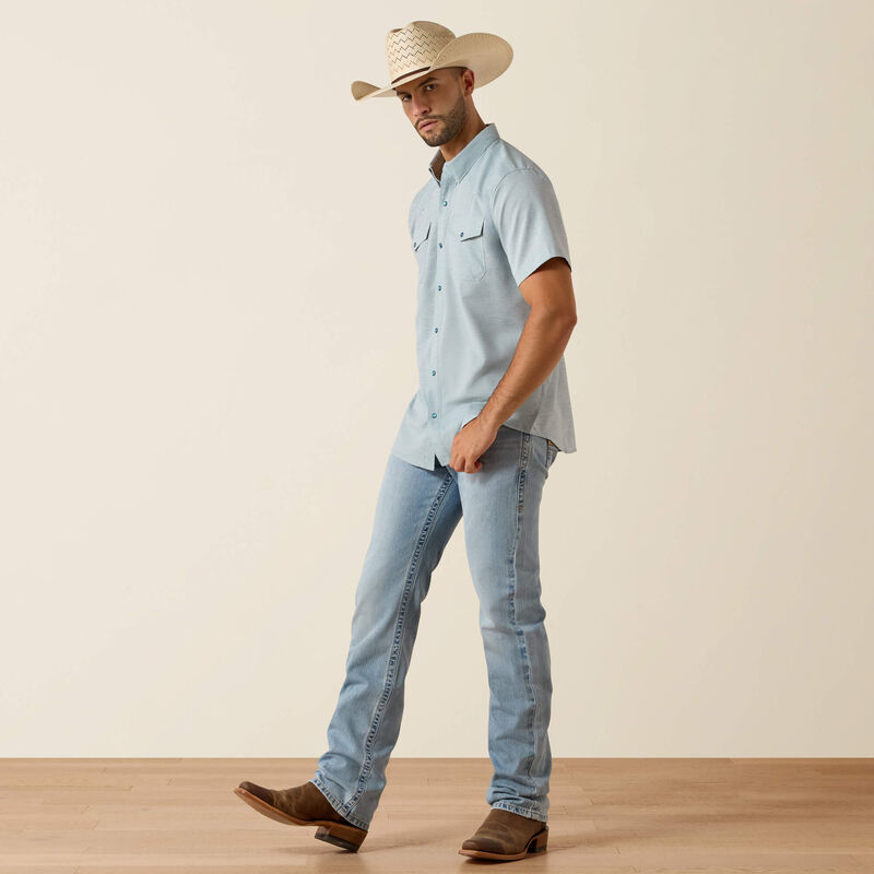 Ariat VentTEK Western Fitted Snap Shirt-10071255 Blue Heather